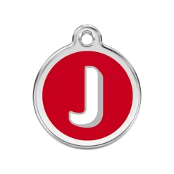 Red Dingo ID Tag J Alphabet Letter