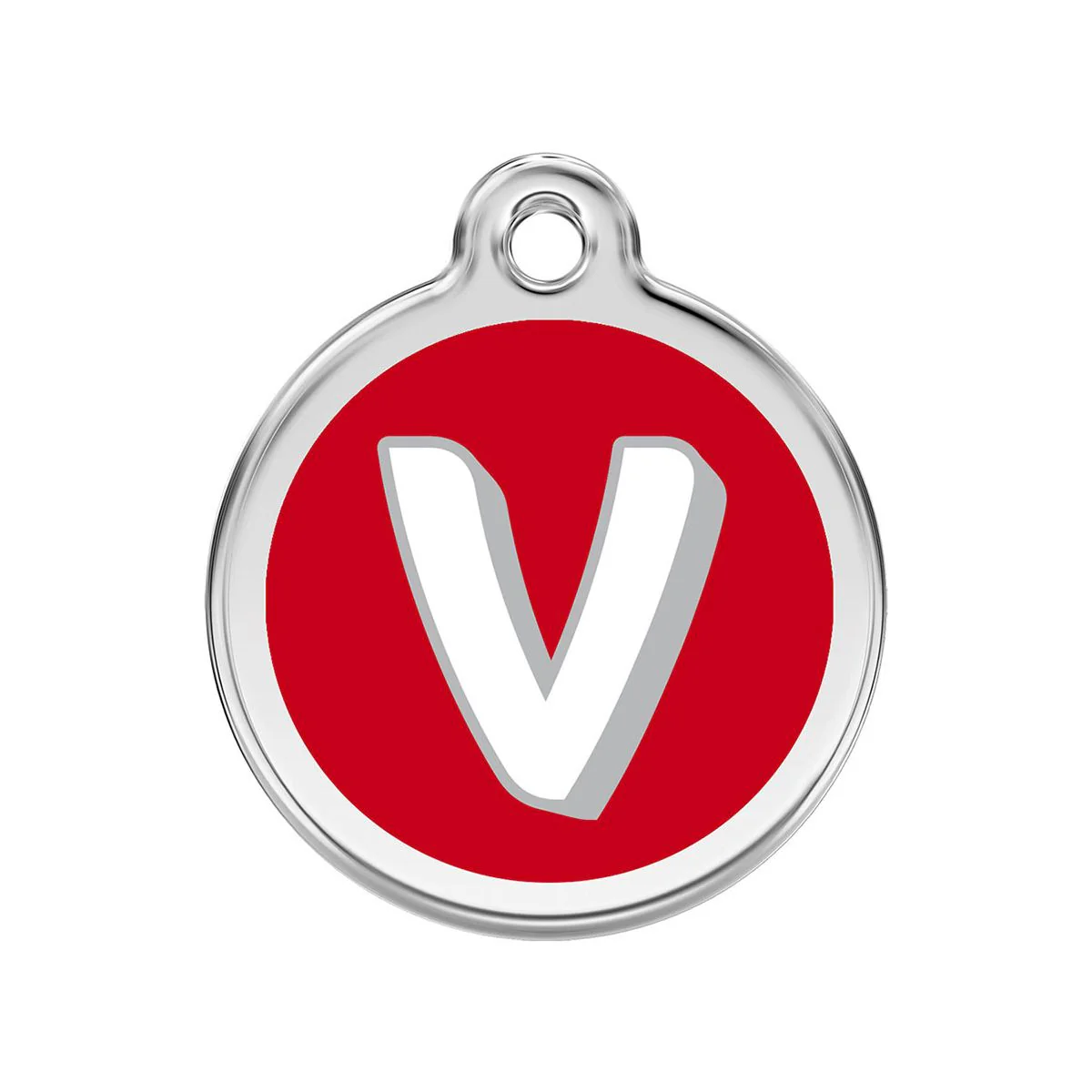 Red Dingo ID Tag V Alphabet Letter