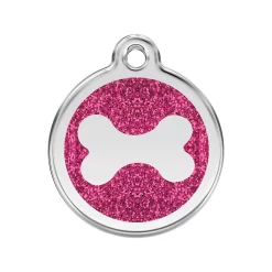 Red Dingo ID Tag Bone Glitter