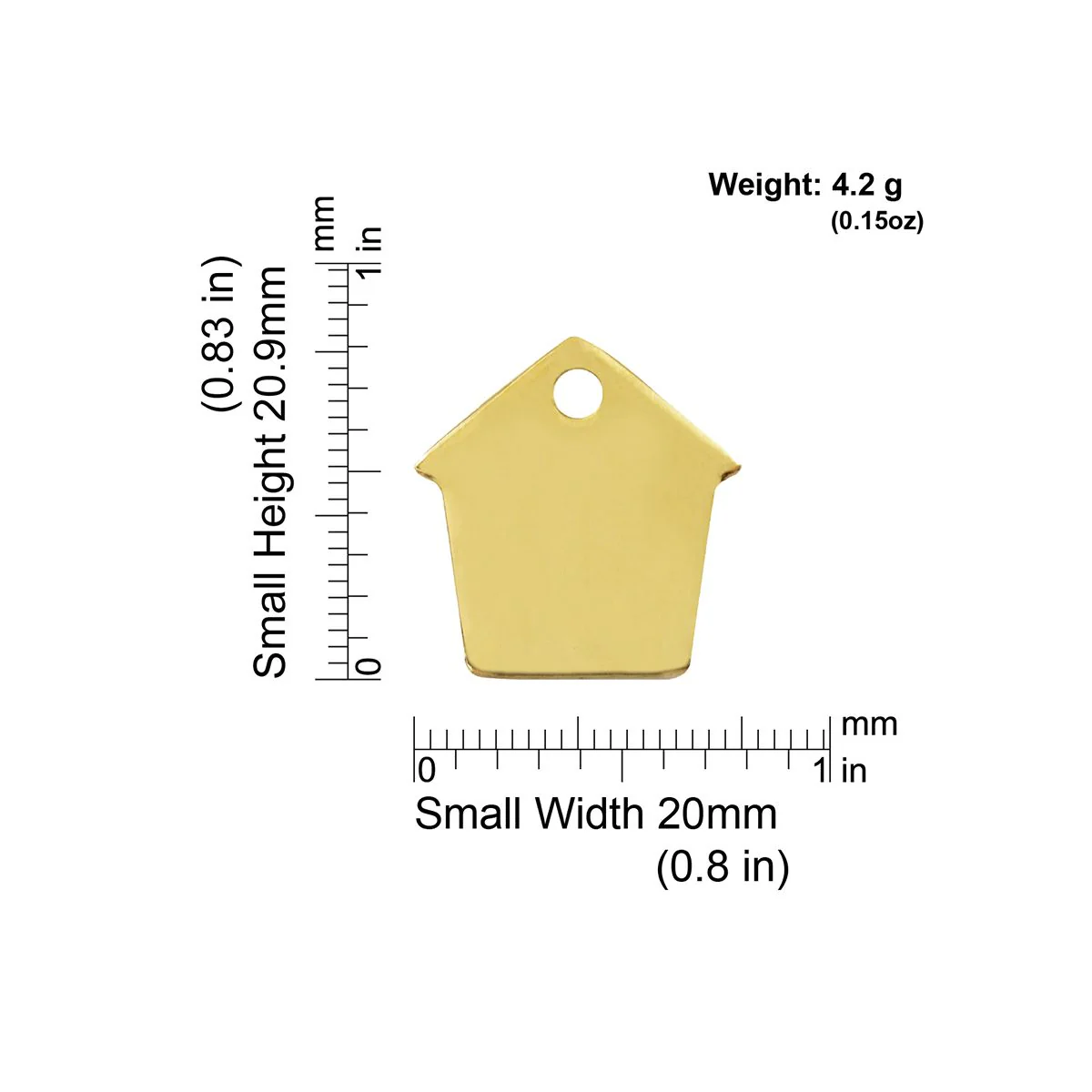 Red Dingo ID Tag Brass Dog House - Image 2