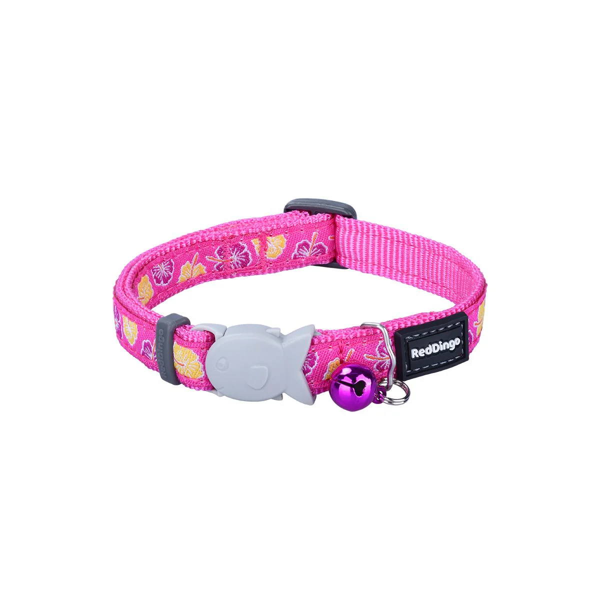 Red Dingo Cat Collar Hibiscus Hot Pink