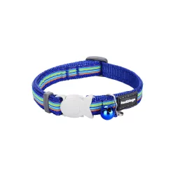 Red Dingo Cat Collar Horizontal Stripes Dark Blue