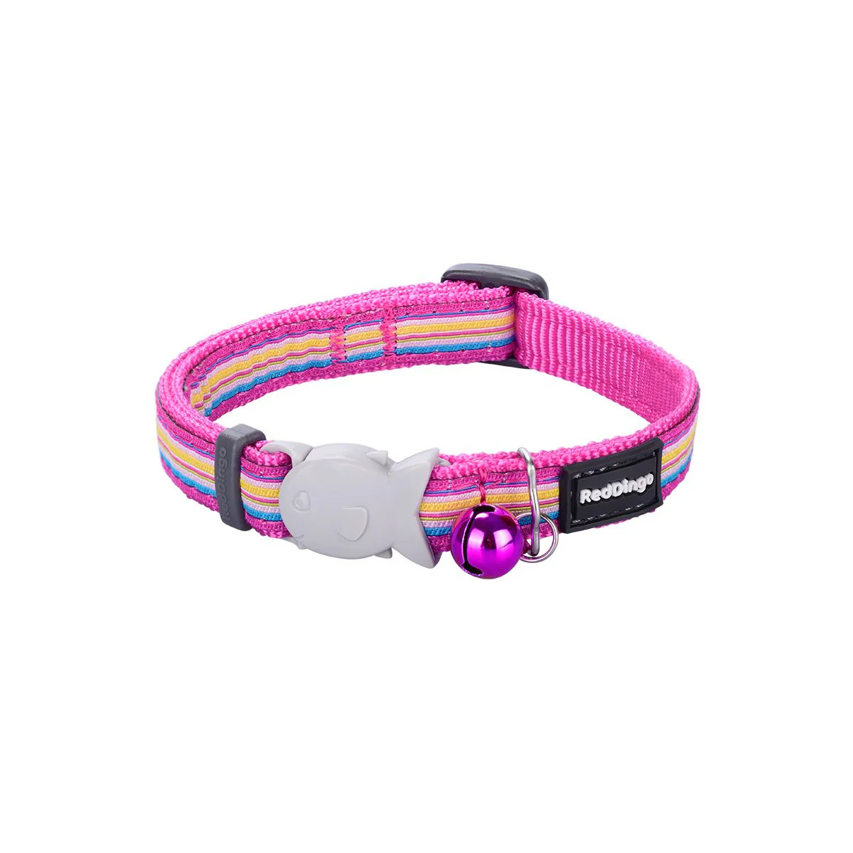 Red Dingo Cat Collar Horizontal Stripes Hot Pink - Image 3