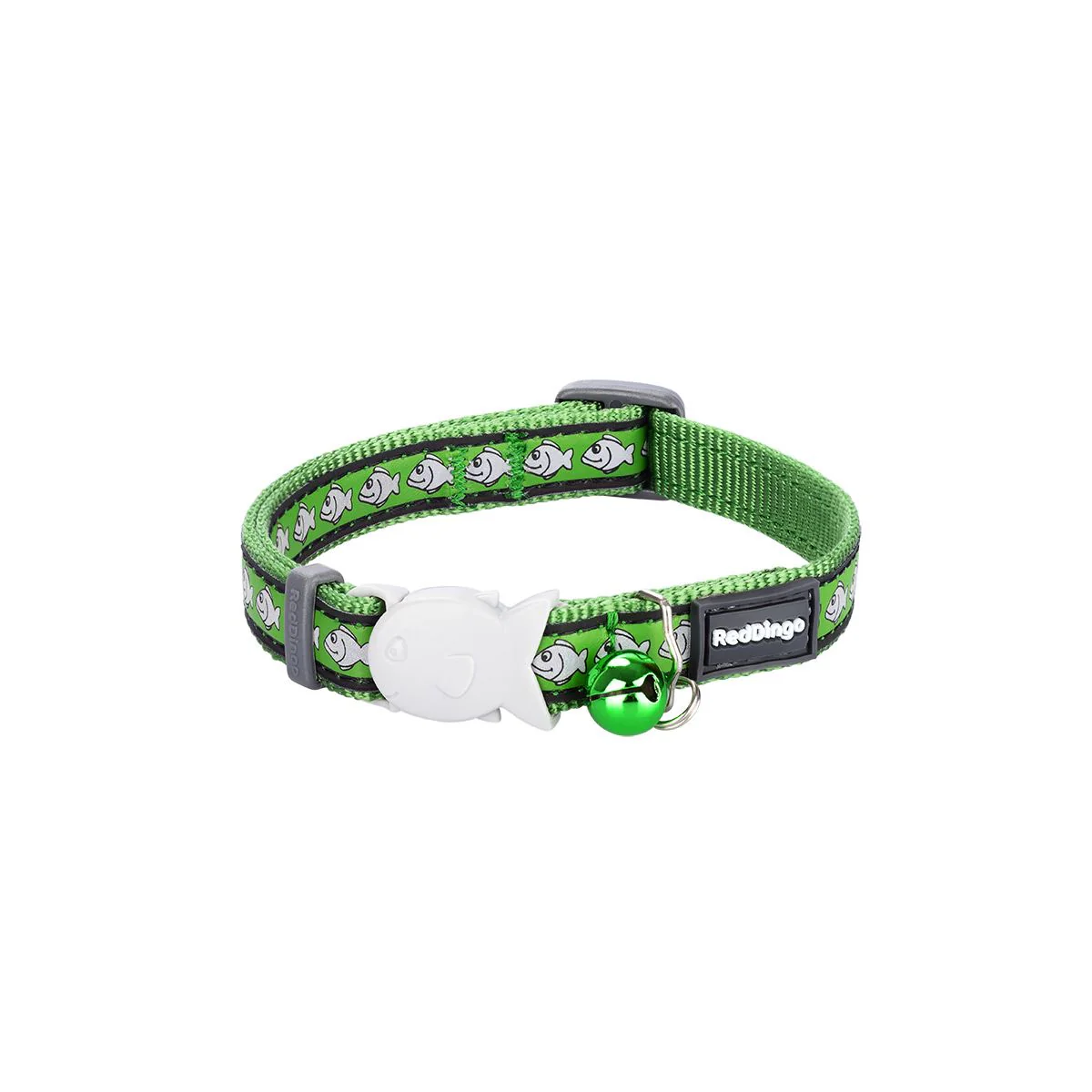 Red Dingo Cat Collar Reflective Fish Green