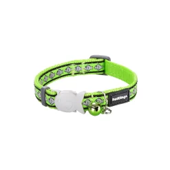 Red Dingo Cat Collar Reflective Fish Lime Green