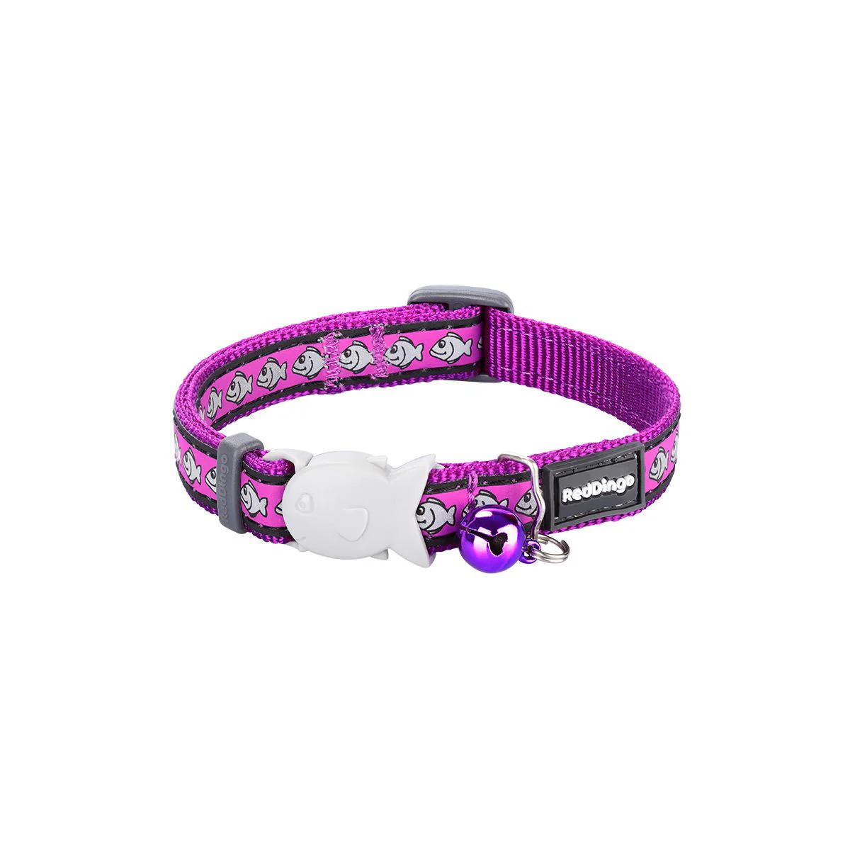 Red Dingo Cat Collar Reflective Fish Purple