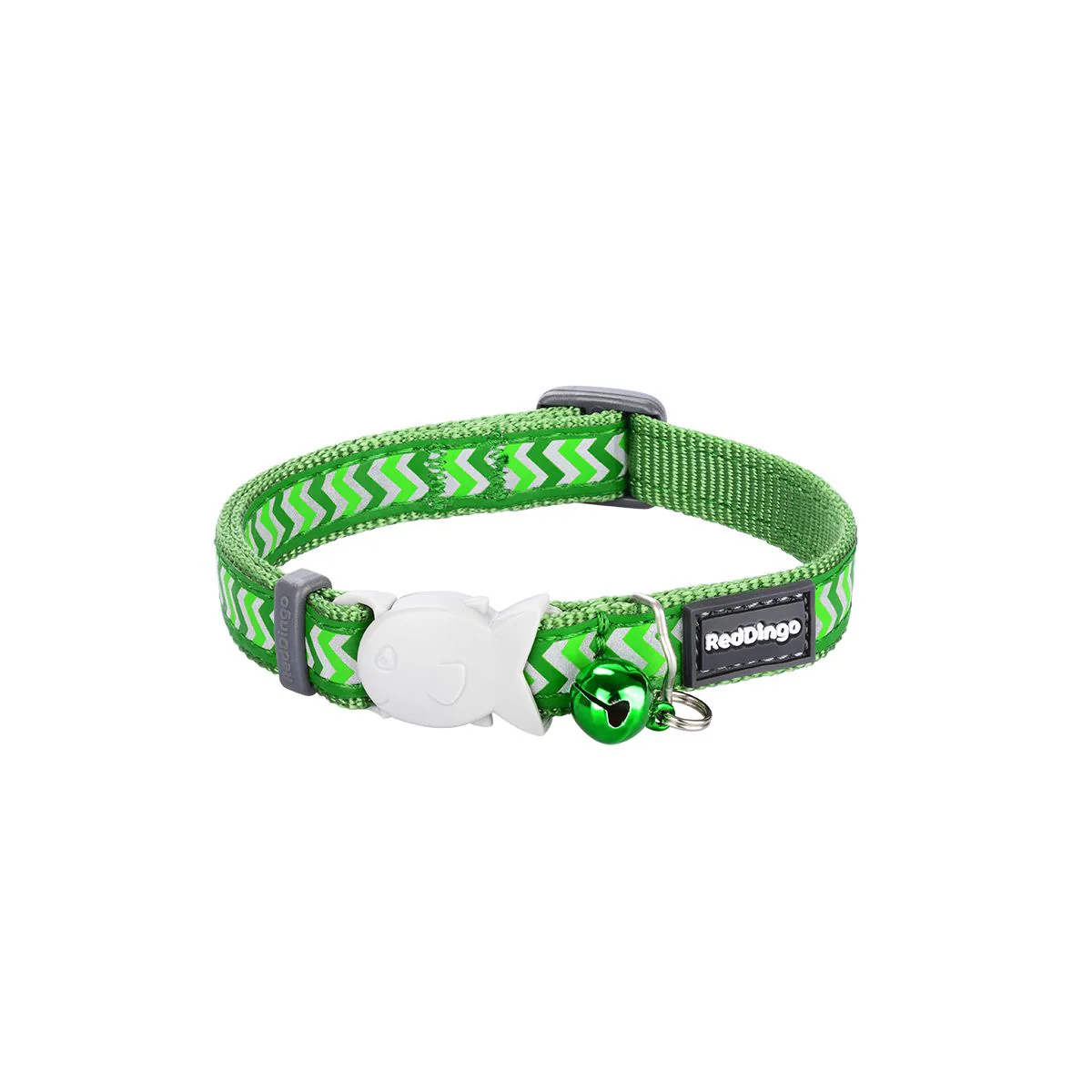 Red Dingo Cat Collar Reflective Ziggy Green - Image 3
