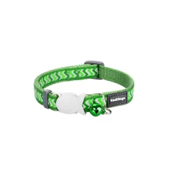 Red Dingo Cat Collar Reflective Ziggy Green
