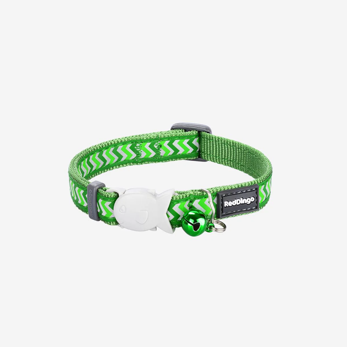 Red Dingo Cat Collar Reflective Ziggy Green - Image 4