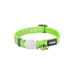 Red Dingo Cat Collar Reflective Ziggy Lime Green