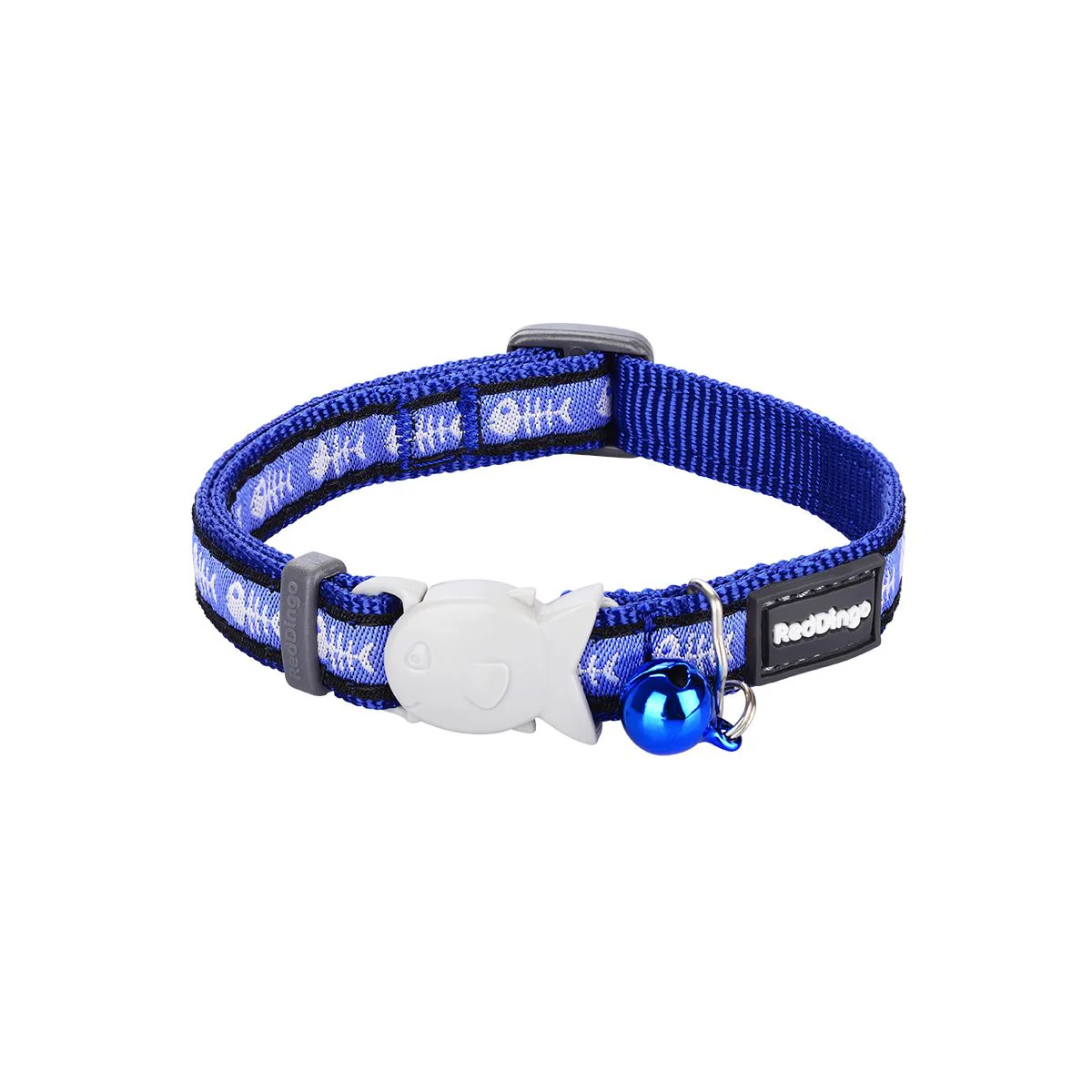 Red Dingo Cat Collar Fish Bone Dark Blue