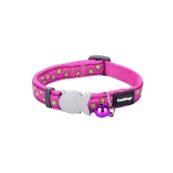 Red Dingo Cat Collar Stars Lime On Hot Pink