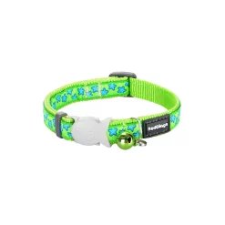 Red Dingo Cat Collar Stars Turquoise On Lime Green