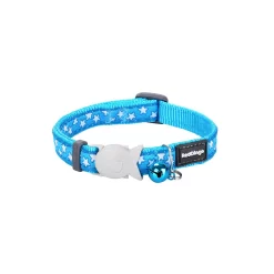 Red Dingo Cat Collar Stars White On Turquoise