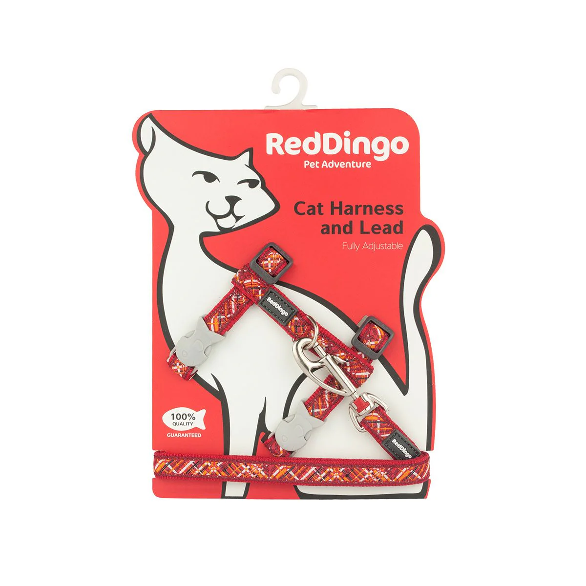Red Dingo Cat Harness And Lead Flanno Red - Image 3