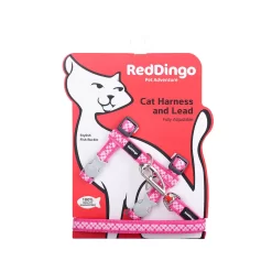 Red Dingo Cat Harness And Lead Gingham Hot Pink