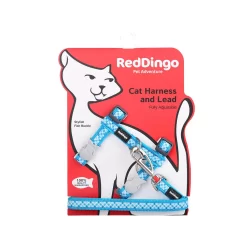 Red Dingo Cat Harness And Lead Gingham Turquoise