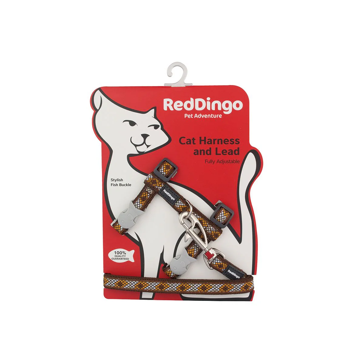 Red Dingo Cat Harness And Lead Monty Brown