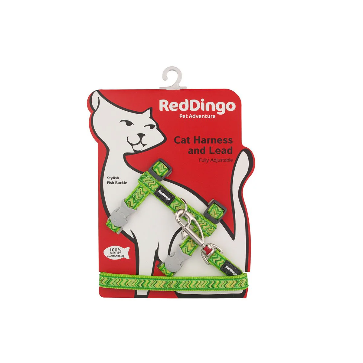 Red Dingo Cat Harness And Lead Pizzazz Lime Green - Image 3