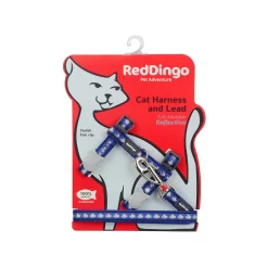 Red Dingo Cat Harness And Lead Reflective Fish Dark Blue