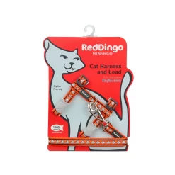 Red Dingo Cat Harness And Lead Reflective Fish Orange