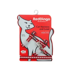 Red Dingo Cat Harness And Lead Reflective Fish Red