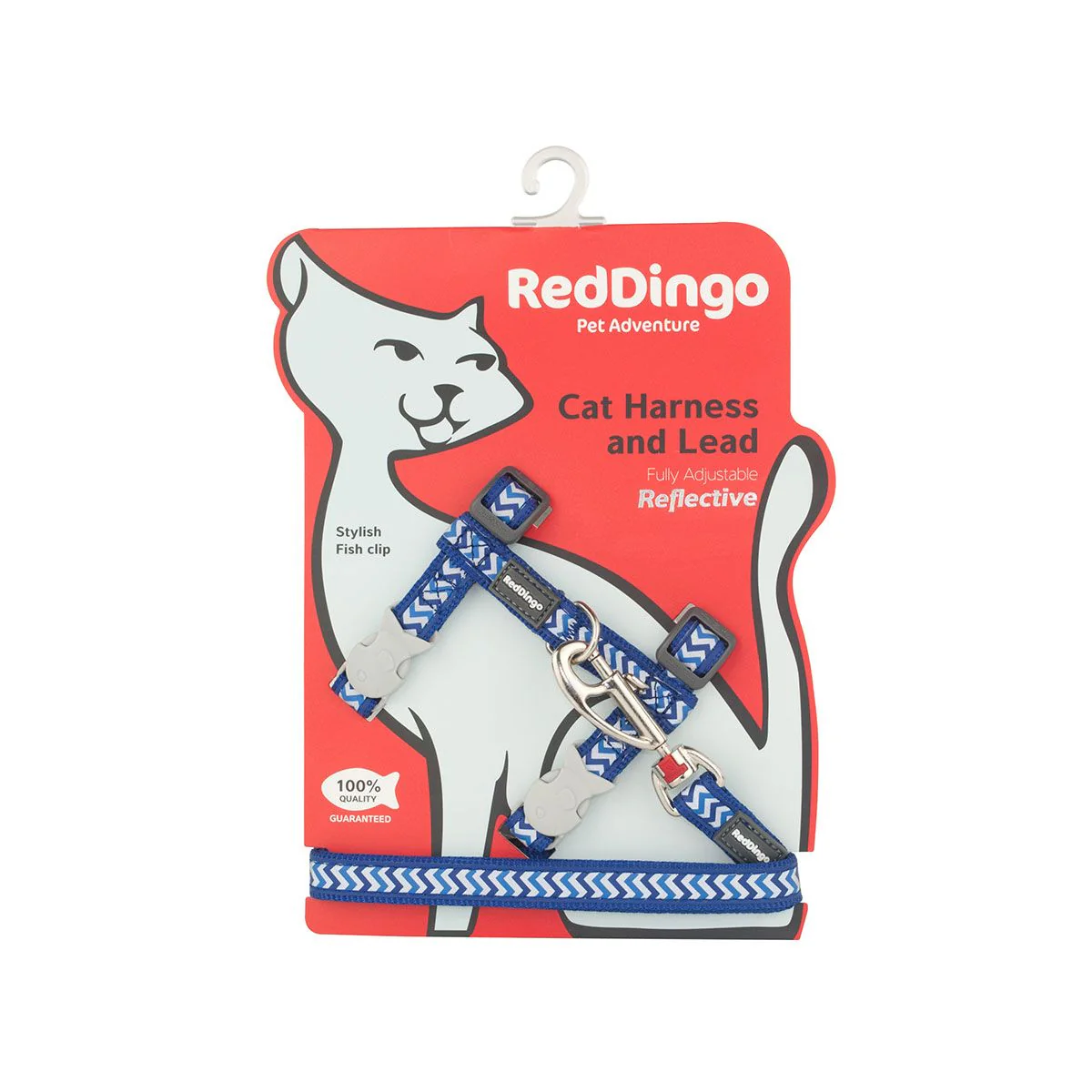 Red Dingo Cat Harness And Lead Reflective Ziggy Dark Blue - Image 3