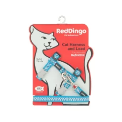 Red Dingo Cat Harness And Lead Reflective Ziggy Turquoise