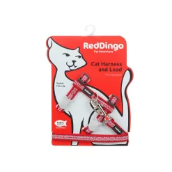 Red Dingo Cat Harness And Lead Union Jack Flag On Red