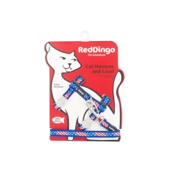 Red Dingo Cat Harness And Lead Stars & Stripes US Flag Dark Blue