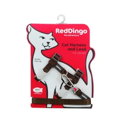 Red Dingo Cat Harness And Lead Plain Brown