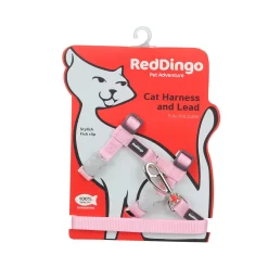 Red Dingo Cat Harness And Lead Plain Pink