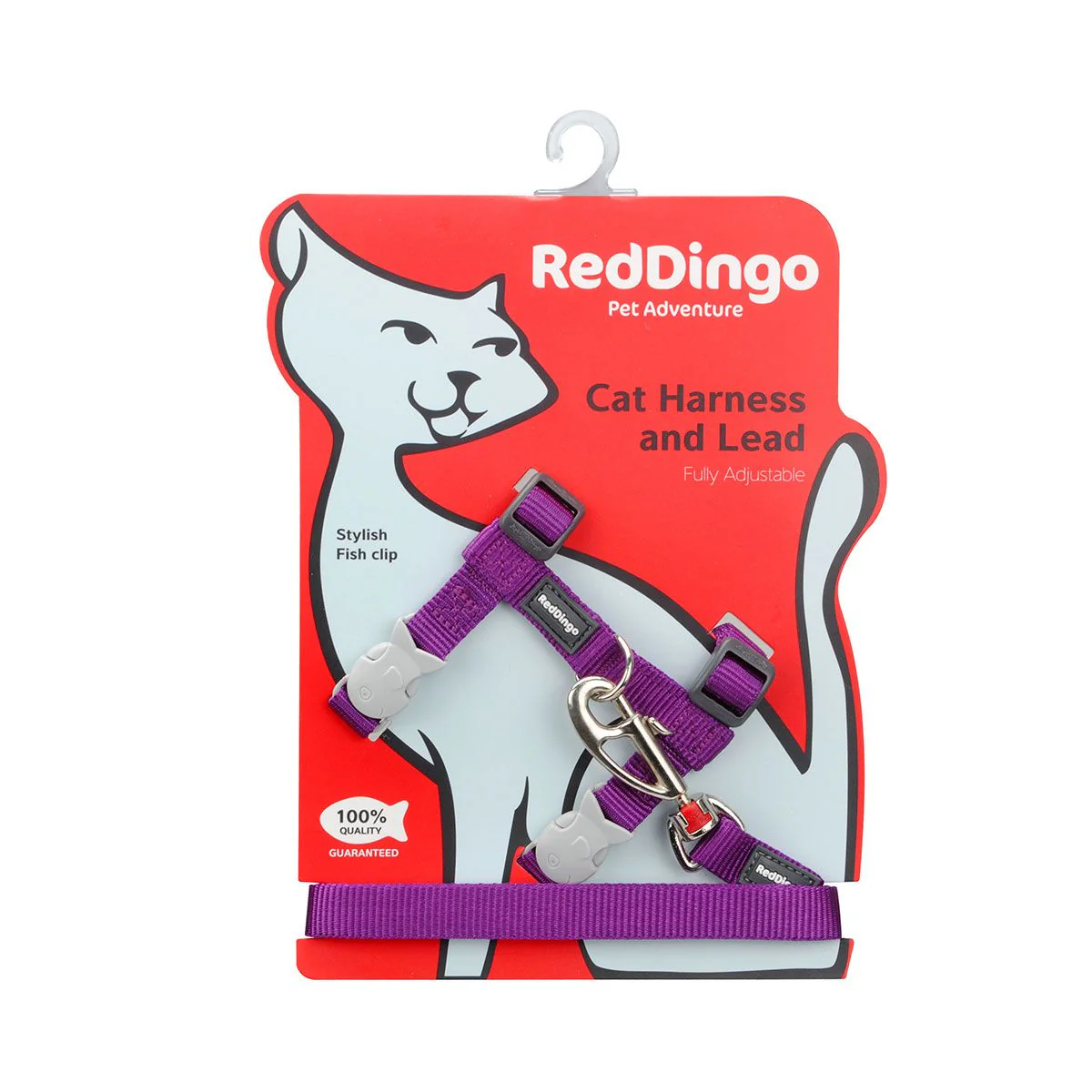 Red Dingo Cat Harness And Lead Plain Purple