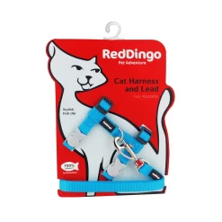 Red Dingo Cat Harness And Lead Plain Turquoise