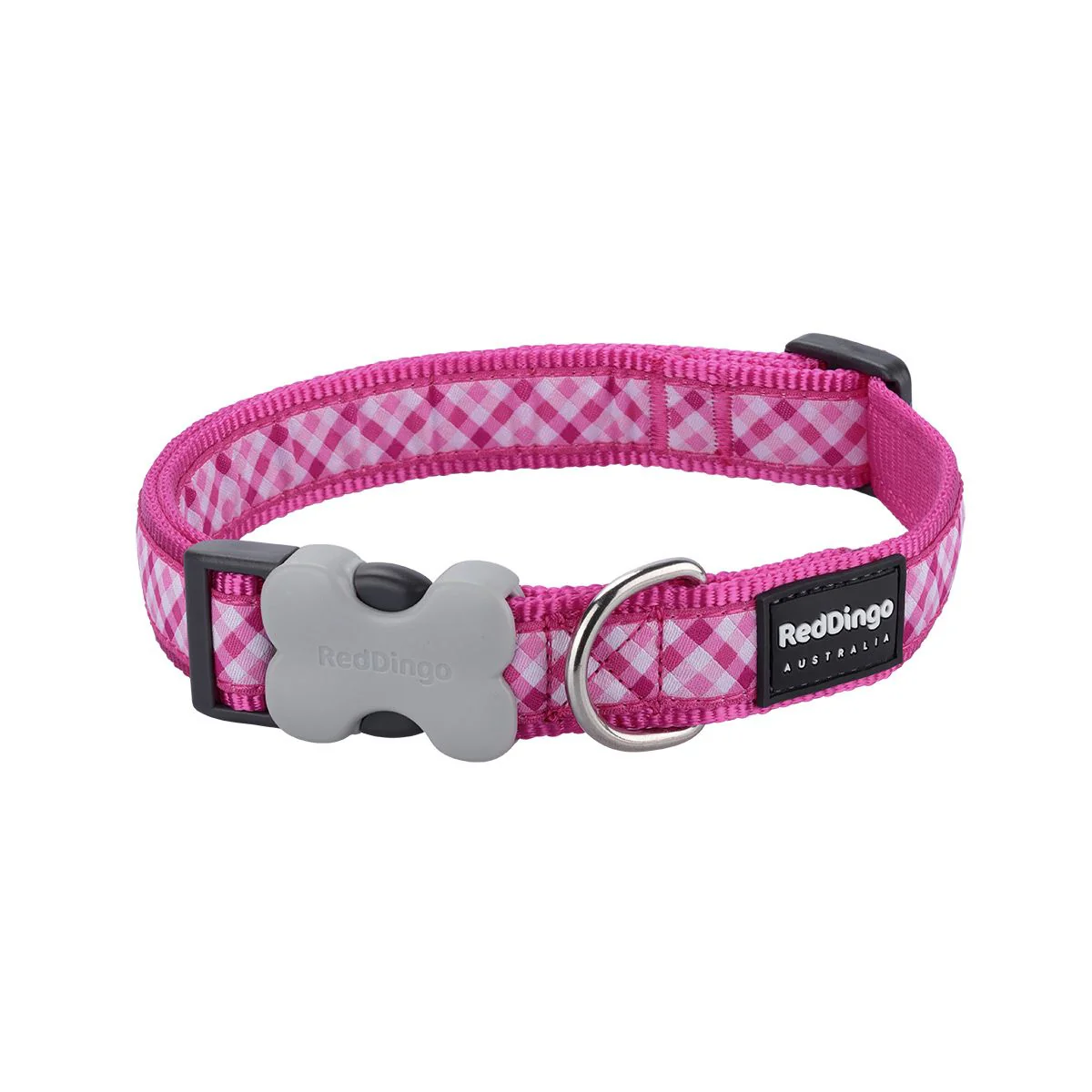Red Dingo Dog Collar Gingham Hot Pink - Image 12