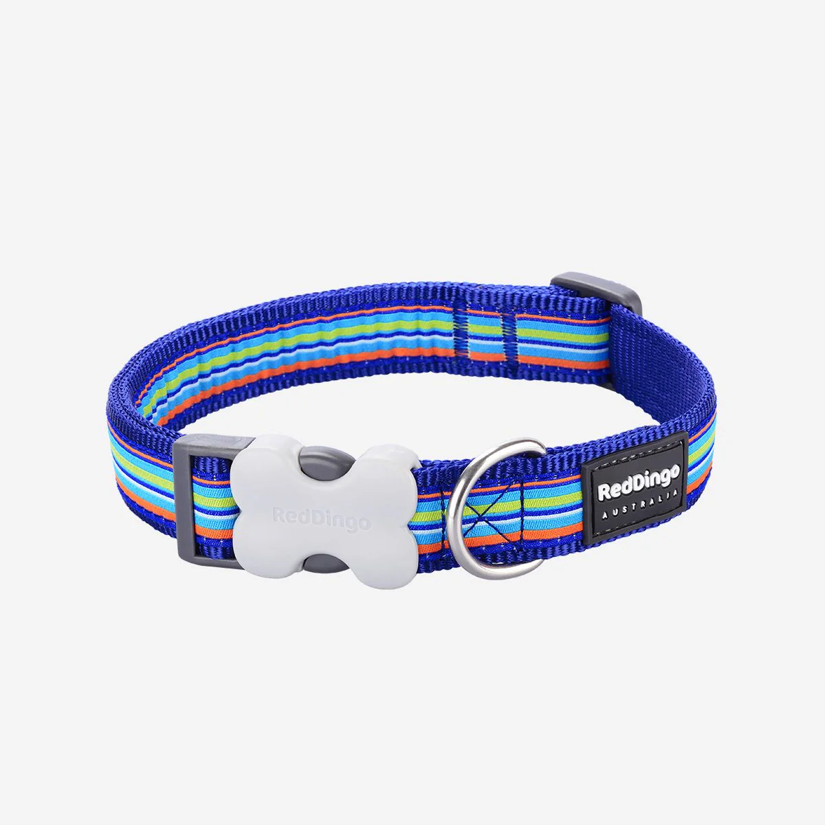 Red Dingo Dog Collar Horizontal Stripes Dark Blue - Image 10