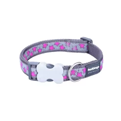 Red Dingo Dog Collar Hot Pink Stars On Cool Grey