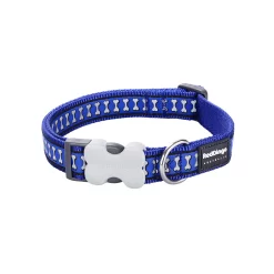 Red Dingo Dog Collar Reflective Bones Dark Blue