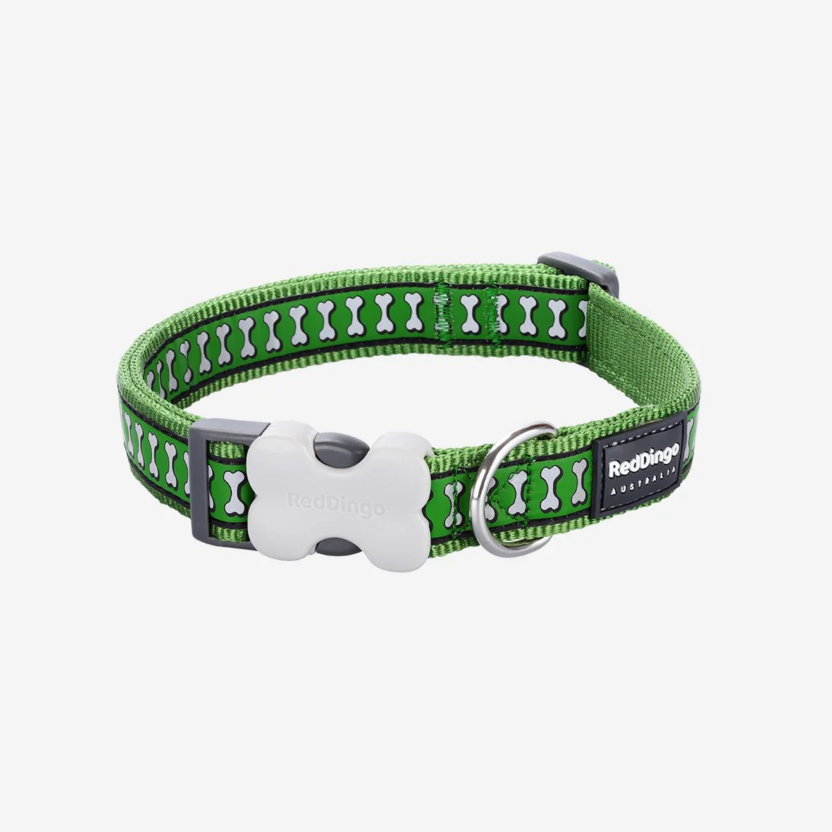 Red Dingo Dog Collar Reflective Bones Green - Image 12