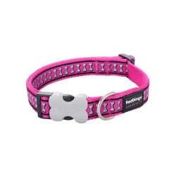 Red Dingo Dog Collar Reflective Bones Hot Pink