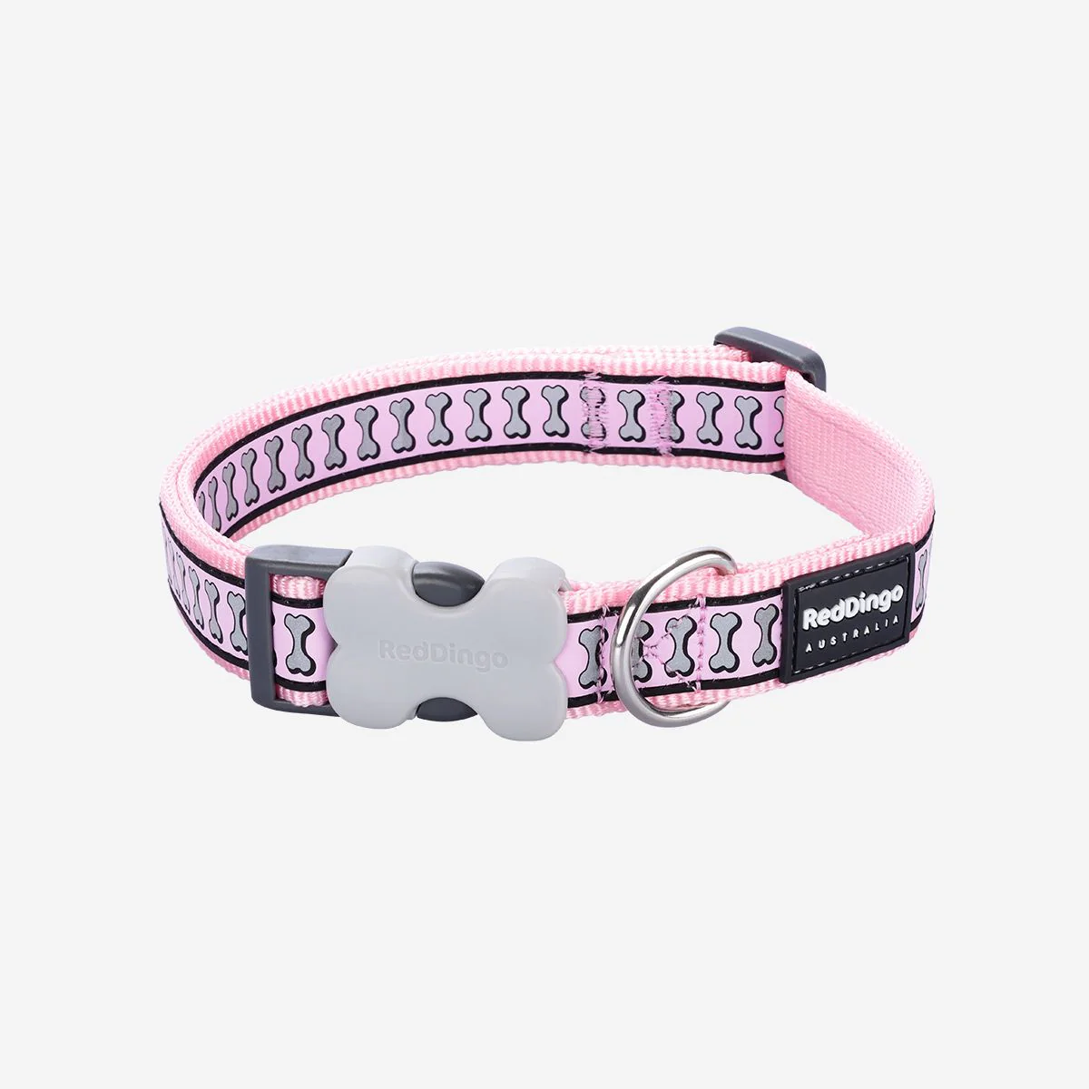 Red Dingo Dog Collar Reflective Bones Pink - Image 15