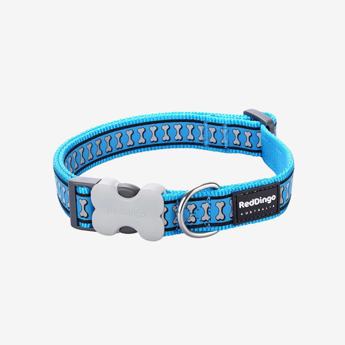 Red Dingo Dog Collar Reflective Bones Turquoise - Image 7