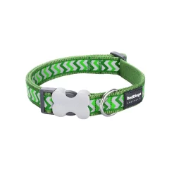 Red Dingo Dog Collar Reflective Ziggy Green