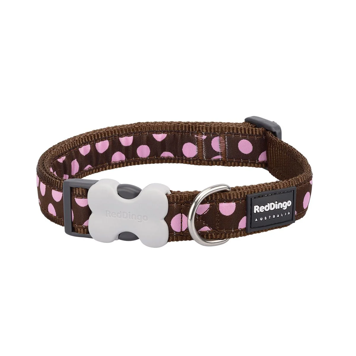 Red Dingo Dog Collar Pink Spots On Brown - Image 7