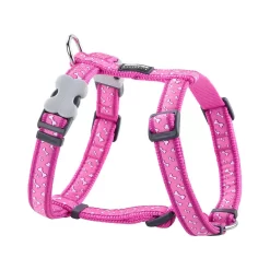 Red Dingo Dog Harness Flying Bones Hot Pink