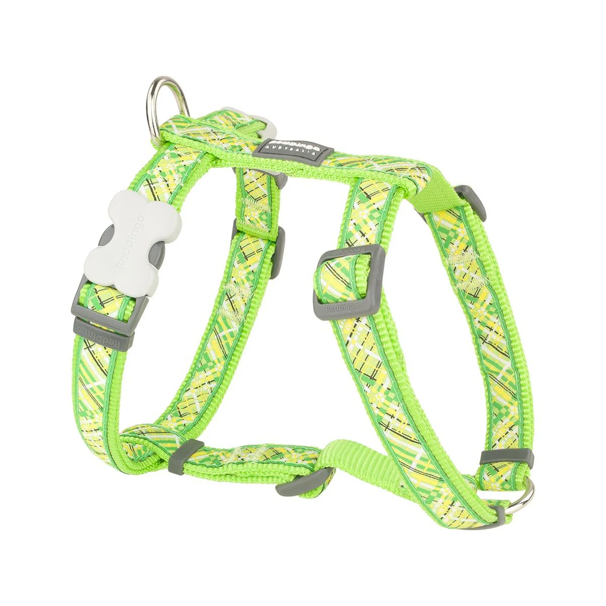 Red Dingo Dog Harness Flanno Lime Green