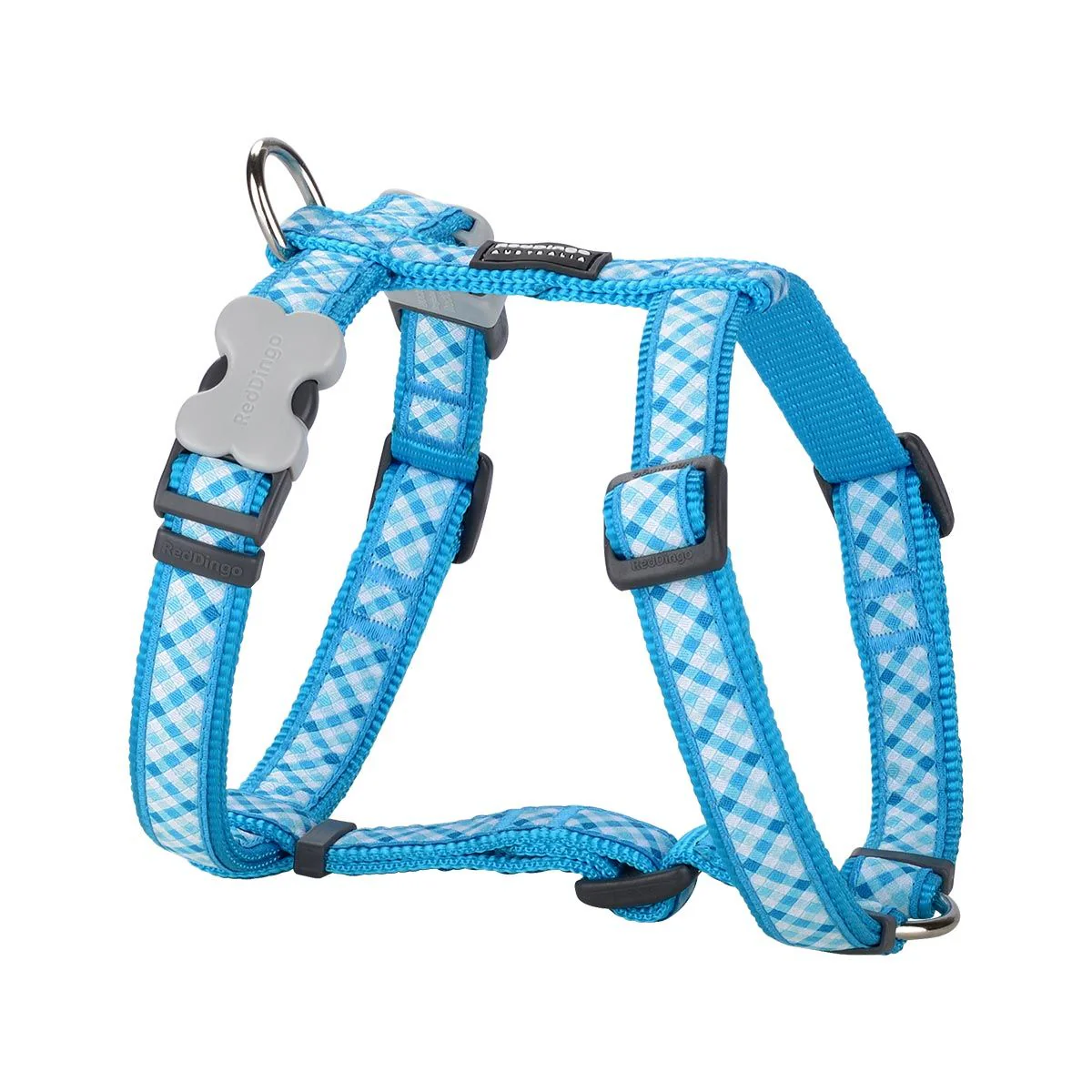Red Dingo Dog Harness Gingham Turquoise - Image 3