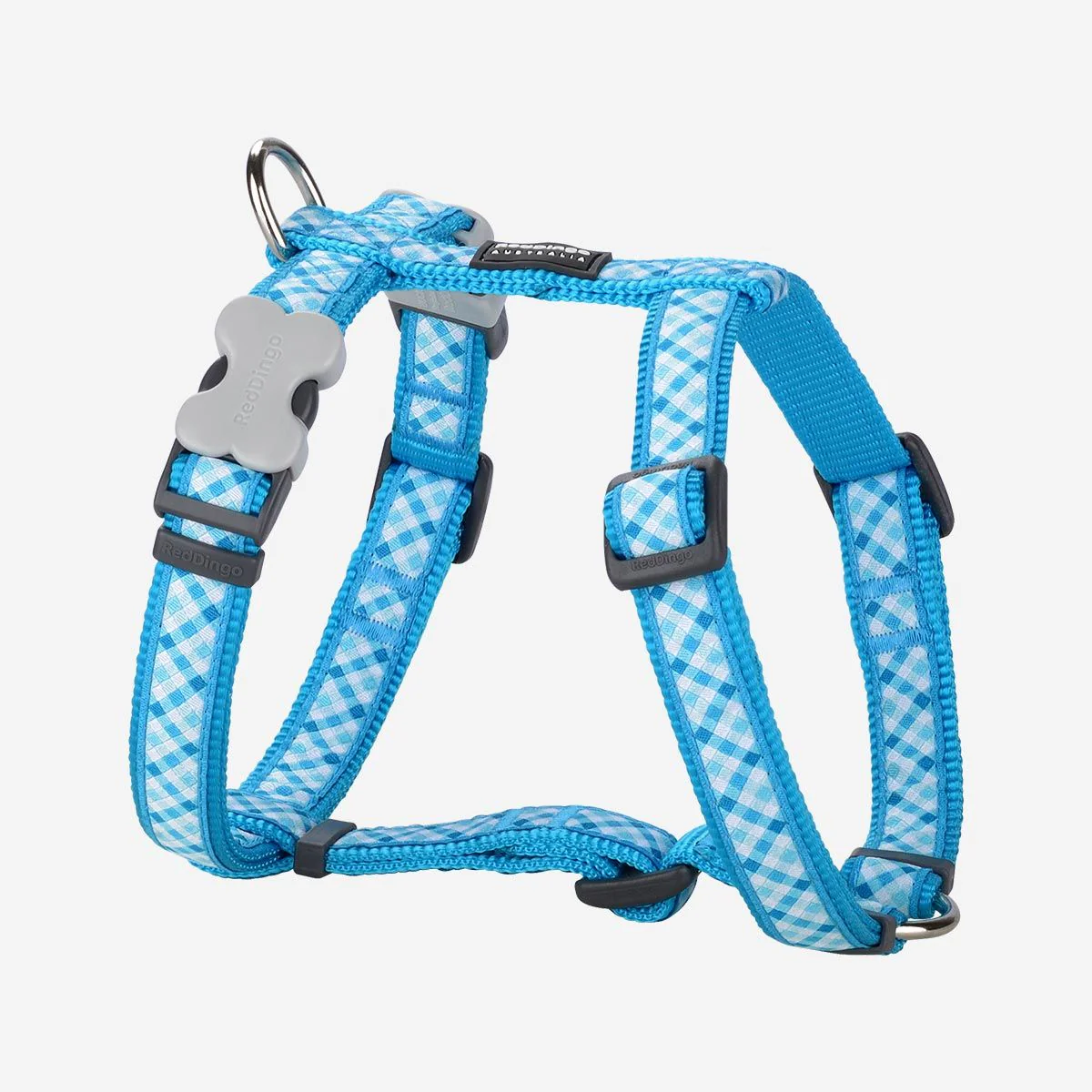 Red Dingo Dog Harness Gingham Turquoise - Image 7