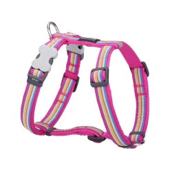 Red Dingo Dog Harness Horizontal Stripes Hot Pink