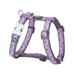 Red Dingo Dog Harness Hot Pink Stars On Cool Grey